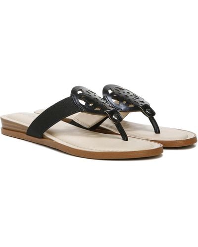 LifeStride Raegan Faux Leather Slip On Thong Sandals - Black