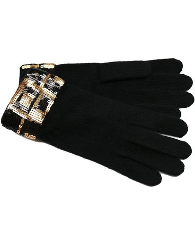 Portolano Gloves With Sequins Cuff - Black