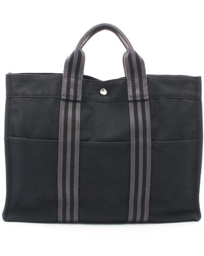 Hermès Fool Toe Mm Handbag Tote Bag Canvas Gray - Black