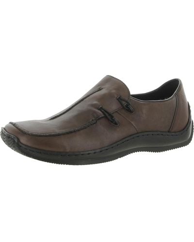 Rieker Leather Laceless Loafers - Brown