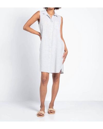 Thread & Supply Reef Point Stripe Button Front Dress - White