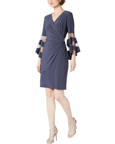 R & M Richards Embellished Illusion Cocktail And Party Dress - Purple