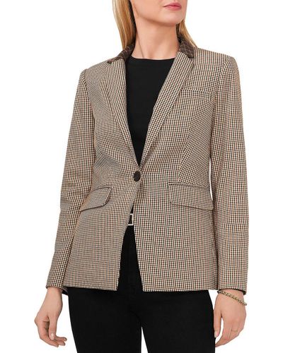 Vince Camuto Checkered Turned Collar One-button Blazer - Gray
