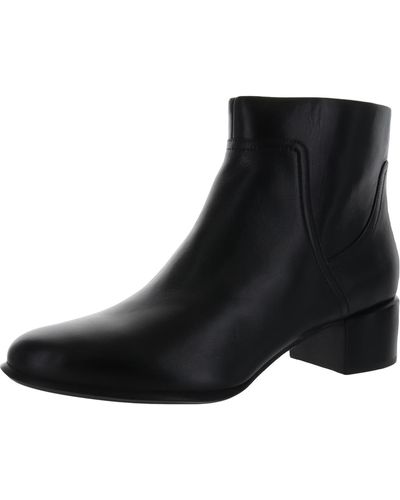 Vionic Kamryn Leather Block Heel Ankle Boots - Black