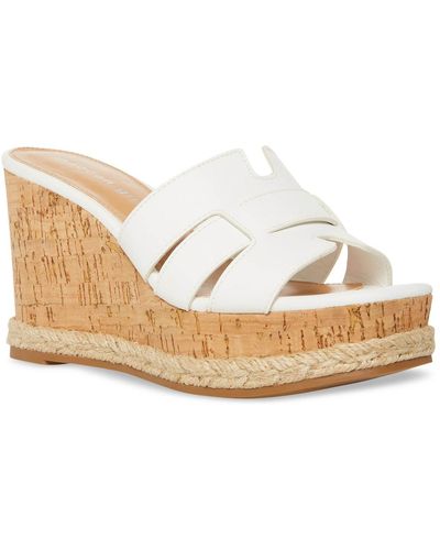 Madden Girl Martinaa Faux Leather Strappy Wedge Sandals - White
