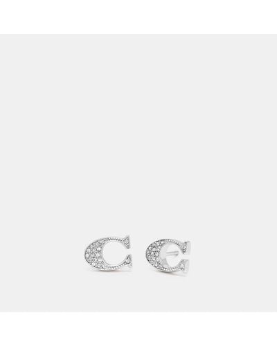 COACH Signature Stud Earrings - White