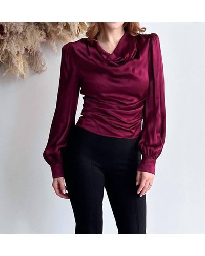 Astr Lilith Cowl Neck Blouse - Red