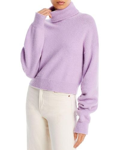 A.L.C. Taryn Wool Blend Ribbed Trim Pullover Sweater - Purple