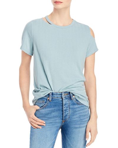 Status By Chenault Cut-out Ribbed Pullover Top - Blue