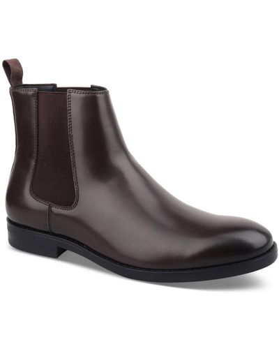 Alfani Faux Leather Pull On Chelsea Boots - Brown