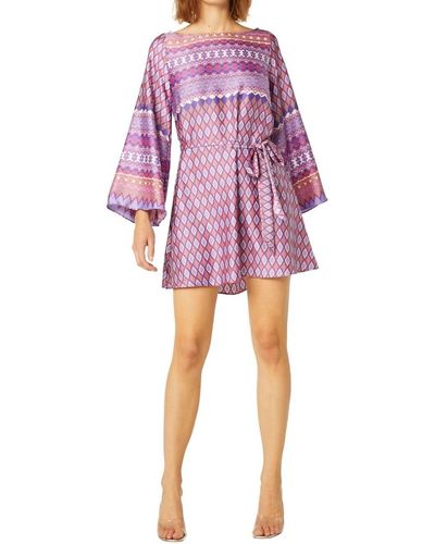 MISA Los Angles Twiggy Dress In Violet Geo - Pink