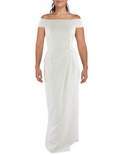 Lauren by Ralph Lauren Off-the-shoulder Maxi Evening Dress - White