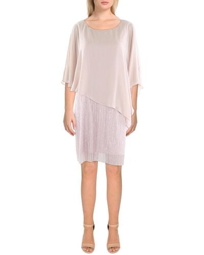 Connected Apparel Petites Sheath Chiffon Overlay Cocktail Dress - Pink