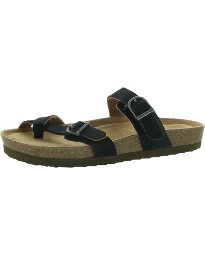 Eastland Tiogo Leather Slip On Footbed Sandals - Green