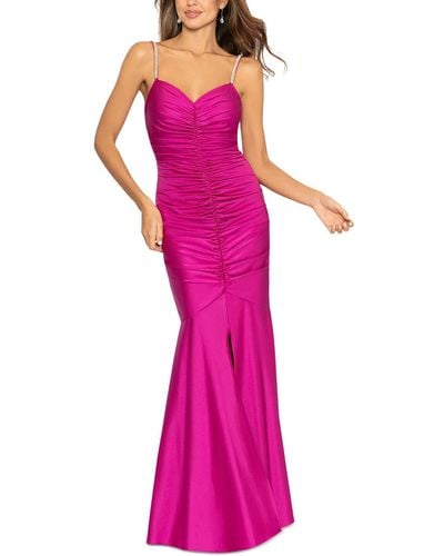 Xscape Satin Long Cocktail And Party Dress - Pink