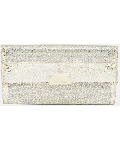 Jimmy Choo Glitter And Leather Reese Continental Clutch - Metallic