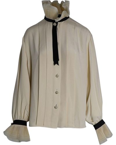 Chanel Ruffled Collar Buttoned Blouse - Natural