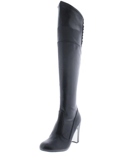 Material Girl Priyanka Faux Suede Round Toe Over-the-knee Boots - Black