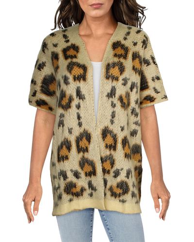 Sole Society Animal Print Open Front Cardigan Sweater - Multicolor