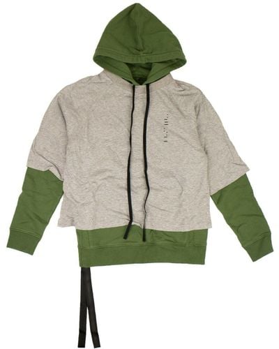 Unravel Project Layered Hoodie - Green/gray