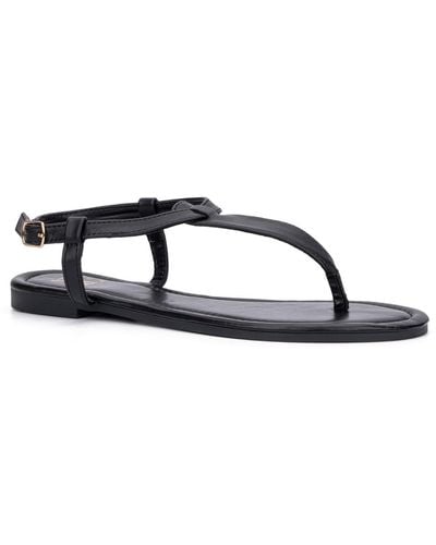 New York & Company Tstrapsandal Faux Leather Casual Thong Sandals - Black