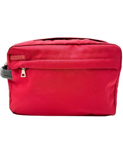 Prada Tessuto Synthetic Clutch Bag (pre-owned) - Red