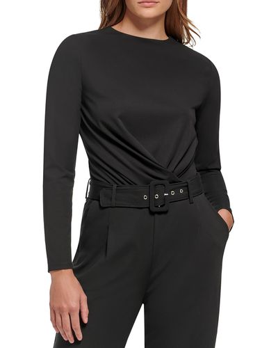 Calvin Klein Twist Front Back Zipper Bodysuit - Black