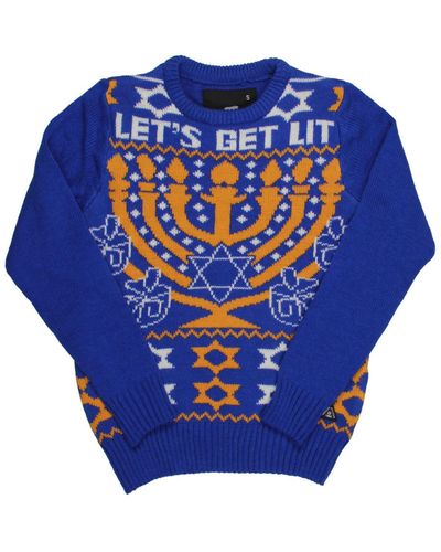 American Stitch Knit Graphic Pullover Sweater - Blue