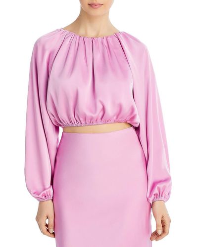 Lucy Paris Amethyst Satin Pleated Cropped - Pink