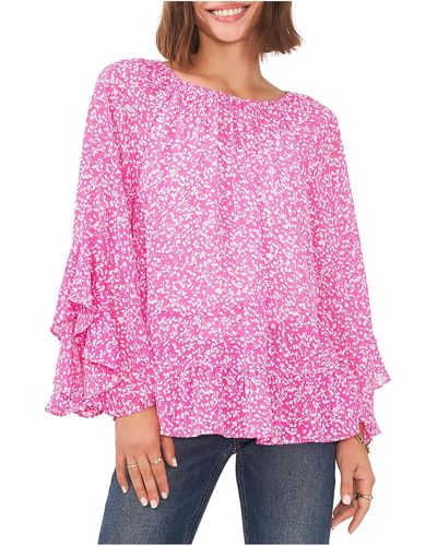Vince Camuto Ruffled Crepe Blouse - Pink