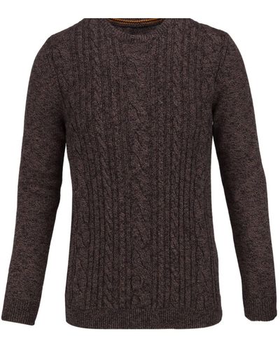 Guide London Cable Knit Long Sleeve Pullover - Gray