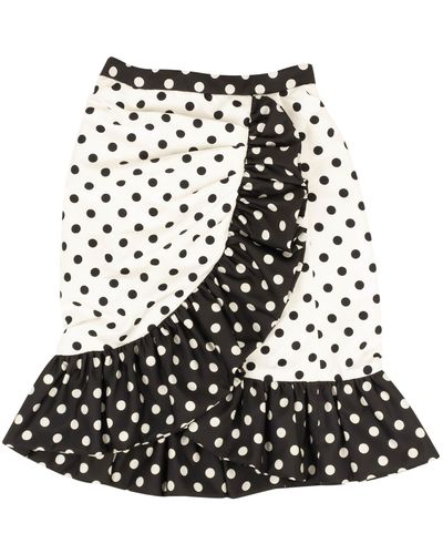 Rodarte Polka Dot Ruffle Skirt - White/black