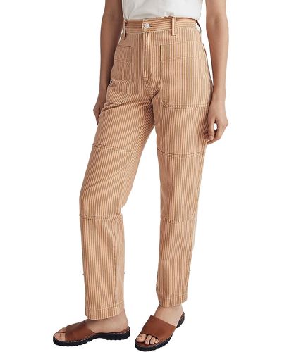 Madewell High-rise Striped Straight Leg Jeans - Natural