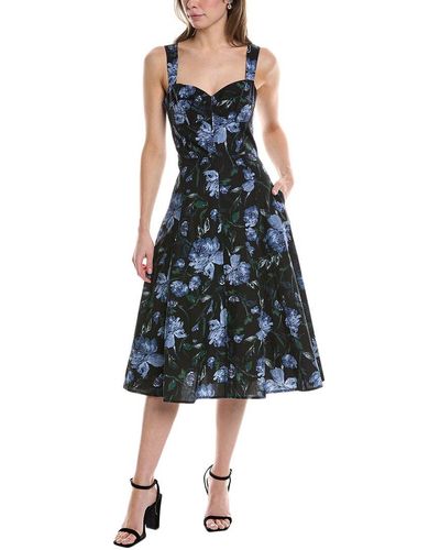 Marchesa Sleeveless Midi Dress - Blue