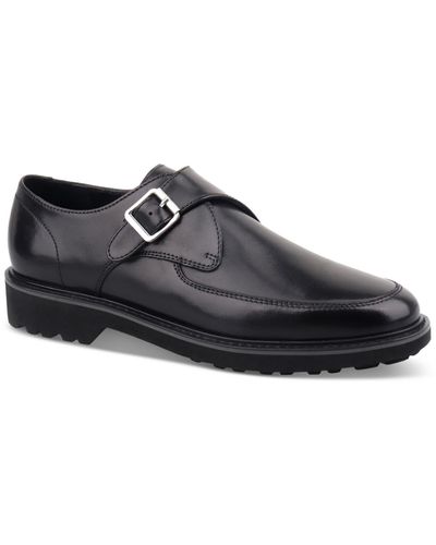 INC Elian Leather Slip-on Monk Shoes - Black