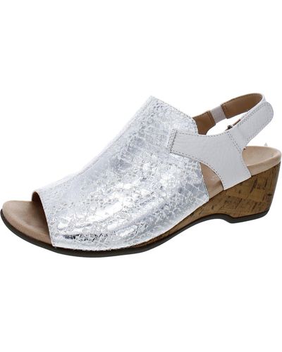 Vionic Tatiana Leather Metallic Wedge Sandals - White