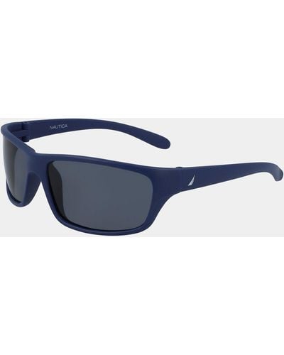 Nautica Oversized Wrap Sunglasses - Blue