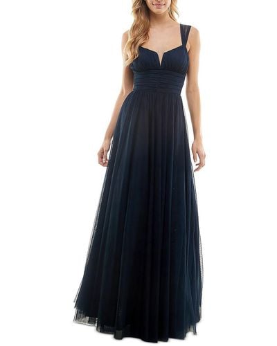 City Studios Juniors Emma Pleated Prom Evening Dress - Blue