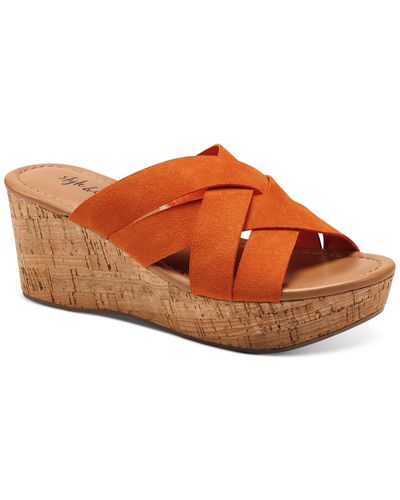 Style & Co. Violettee Criss-cross Padded Insole Wedge Sandals - Brown