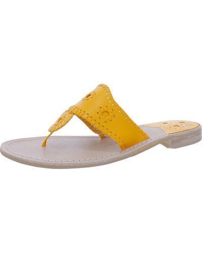 Jack Rogers Leather Thong Slide Sandals - Metallic
