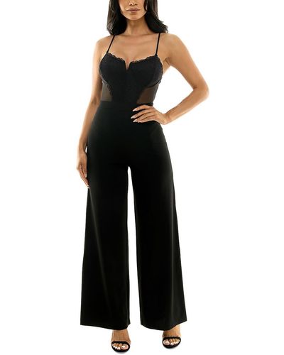 Almost Famous Lace Mesh Inset Jumpsuit - Black