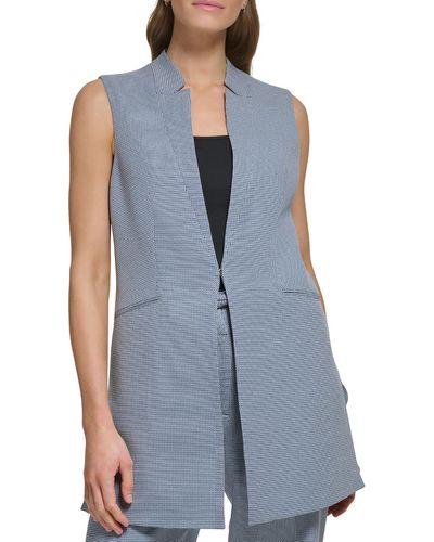 DKNY Textured Notched Suit Vest - Blue