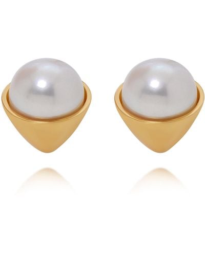 Assael 18k Yellow Gold Japanese Akoya Cultured Pearl Stud Earrings Eg-oy1.a - Multicolor