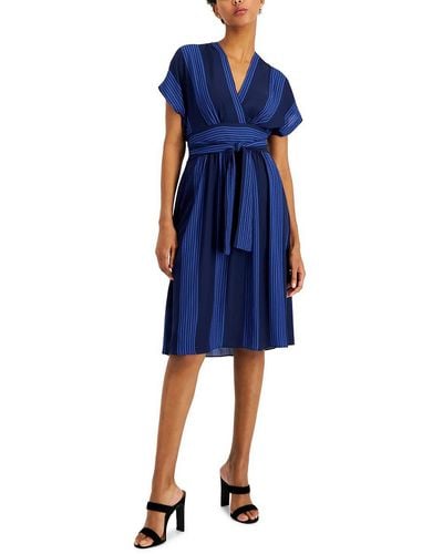 Anne Klein Pattern Knee Length Midi Dress - Blue