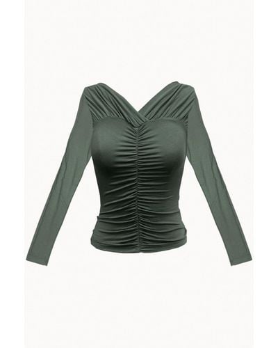 geel Verse Stretch-modal Jersey Ruched Top - Green