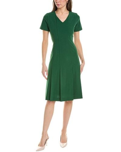 Tahari Crepe Flare Dress - Green