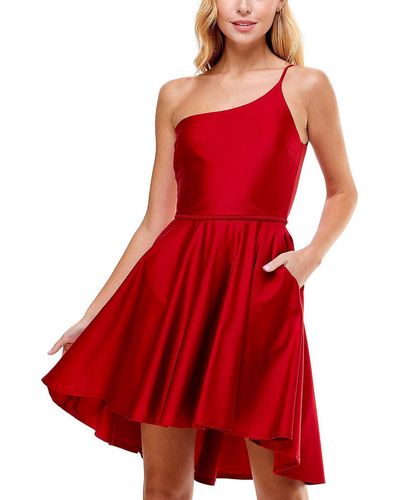 City Studios Juniors Pleated Mini Fit & Flare Dress - Red