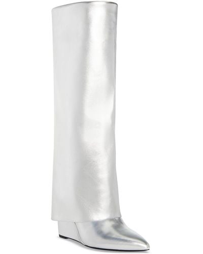 Madden Girl Evander Faux Leather Cuffed Knee-high Boots - White