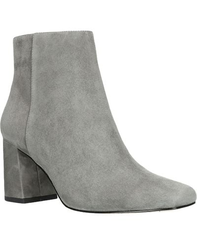 Bella Vita Wilma Leather Block Heel Ankle Boots - Gray