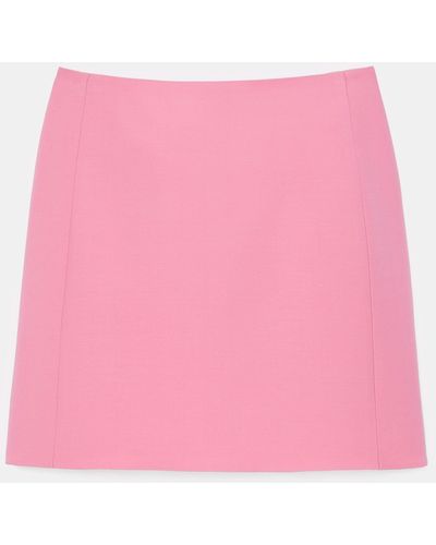 Lafayette 148 New York Wool-silk Crepe Princess Seam Mini Skirt - Pink